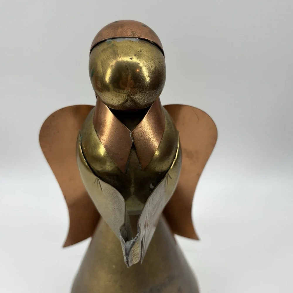 Vintage Mid‎ Century Brass & Copper Angel Christmas Candleholder 6